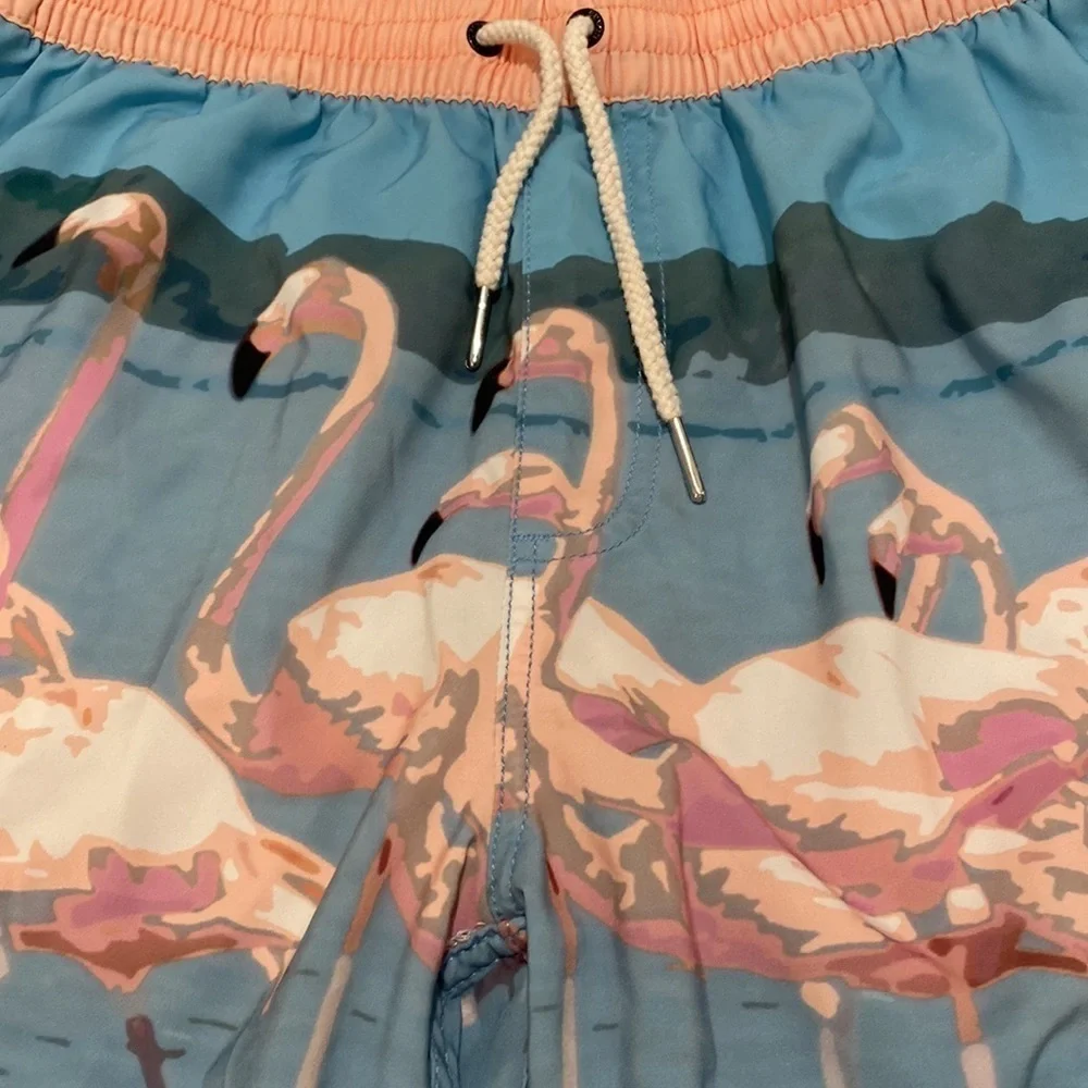 Duvin Blue Flamingo Board Shorts – Size Large – Retro Surf Style